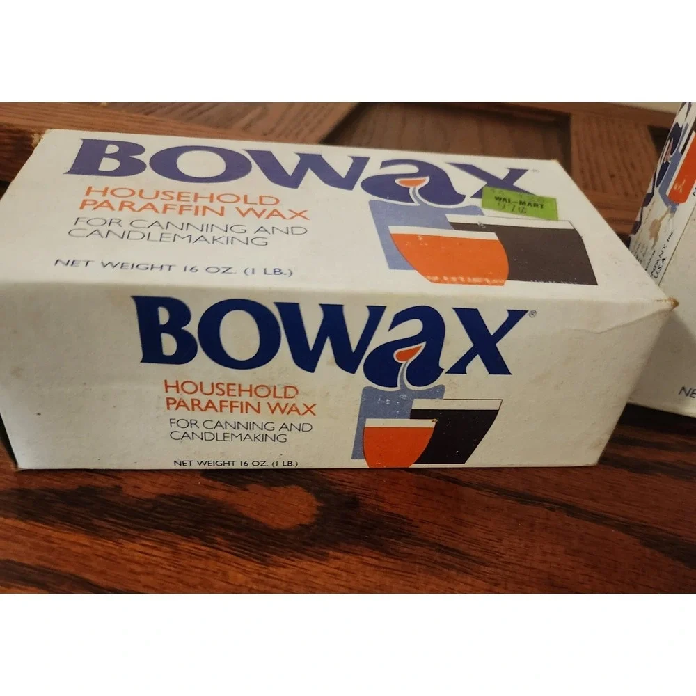 NOS (2) Vintage BOWAX 16 OZ.Household Paraffin‎ Wax Canning Candle Making-USA